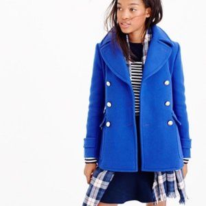 J. Crew Stadium Cloth Majesty Wool Pea Coat Blue